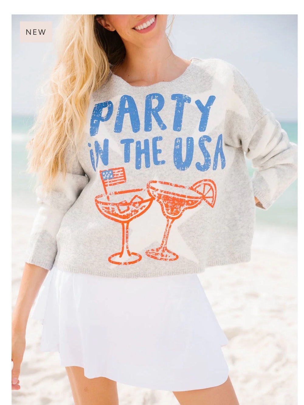 Judith March grey sweater. Party in the USA